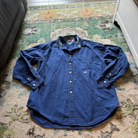 Vintage Tommy Jeans Tommy Hilfiger Men's Blue Denim Button Down Shirt - Picture 2 of 7